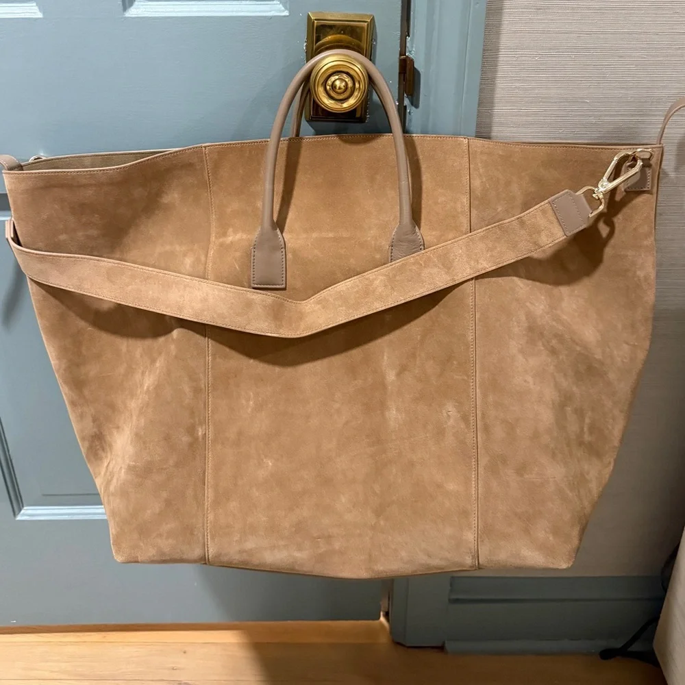 Aerin Suede Oversized Weekender Bag - Picture 4 of 13